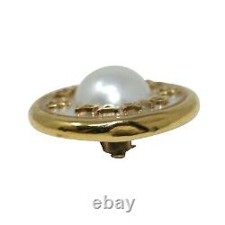 CHANEL Vintage Acrylic Gold Plated Clip-On Faux Pearl Earrings