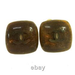 CHANEL Vintage CC Logos Stone Earrings Clip-On K08402d