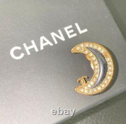 CHANEL Vintage Moon Clip On Black & Gold Earrings