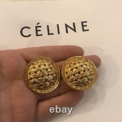 Celine Paris Clip On Earrings Vintage Costume Jewelry Céline 1992 Gold Tone