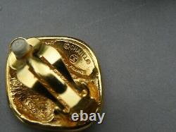 Chanel Vintage Earrings Golden Quilted Decor