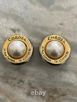 Chanel Vintage Pearl Rue Cambon Authentic Clip-on Earrings