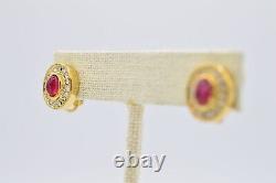Christian Dior Cabochon Earrings Clip Pink Gripoix Gold Vintage Signed BinZ
