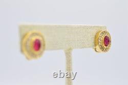 Christian Dior Cabochon Earrings Clip Pink Gripoix Gold Vintage Signed BinZ