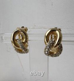 Christian Dior Clip On Earrings Vintage Signed ChrDior Gold Tone Estate Original