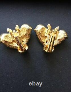 Christian Dior Crystal Bee Clip On Earrings Mint Condition Vintage 2,4cm Rare