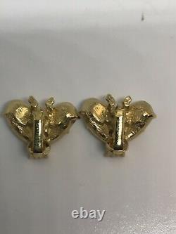 Christian Dior Crystal Bee Clip On Earrings Mint Condition Vintage 2,4cm Rare