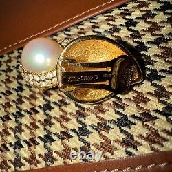 Christian Dior Designer Earrings Pave Pearl Teardrop Vintage Clip On Luxury