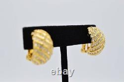 Christian Dior Earrings Clip Gold Pave Rhinestone Crystal Vintage Signed BinW