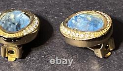 Christian Dior Earrings Vintage Blue Crystal