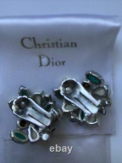 Christian Dior Rare Vintage 1959 Beautiful Clip On Crystal Earrings