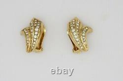 Christian Dior Vintage 1980s Flowers Crystals Leaf Timeless Clip Earrings, Gold