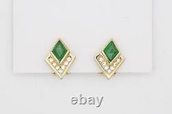 Christian Dior Vintage 1980s Gripoix Emerald Diamond Crystal Clip Earrings, Gold