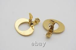 Christian Dior Vintage 1980s Large Oval Hoop Statement Drop Clip Earrings, Gold