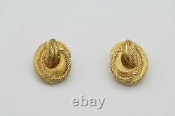 Christian Dior Vintage 1980s Textured Knot Twist Rope Oval Clip Earrings, Gold