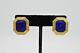 Christian Dior Vintage Clip Earrings Blue Lapis Cabochon Gold Signed 1980s Bin8