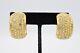 Christian Dior Vintage Earrings Clip Gold Chunky Hoop Rhinestone Signed 80s BinW