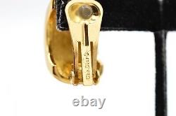 Christian Dior Vintage Earrings Clip Gold Chunky Hoop Rhinestone Signed 80s BinW