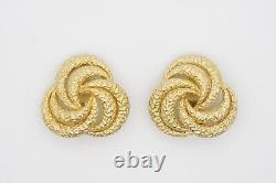 Christian Dior Vintage Large Trio Circle Swirl Twist Rope Clip On Earrings, Gold