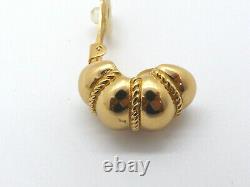 Christian Dior Vintage NWT Gold Tone Wide Rope Design Half Hoop Clip-On Earrings