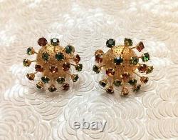 Corocraft vintage earrings Sphere crystals spikes clip on