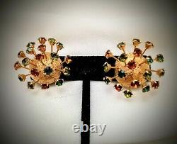Corocraft vintage earrings Sphere crystals spikes clip on