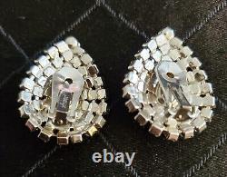Earrings Carnegie Vintage Clip On Teardrop Rhinestones Beautiful