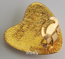 Escada vintage gold tone metal hearts clip on earrings Margaretha Ley
