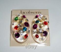 Fabulous Vintage 80's Kaso Lucite Rhinestone Earrings Rare Find! Look