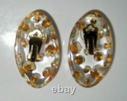 Fabulous Vintage 80's Kaso Lucite Rhinestone Earrings Rare Find! Look