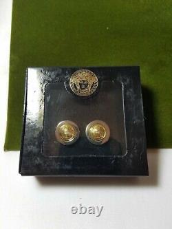 GIANNI VERSACE Vintage New Old Stock Medusa Head Gold/Silver Tone Clip Earrings