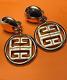 GIVENCHY Earrings Vintage Retro 1990s Gold Plated with 4G Logo Drop Dangle
