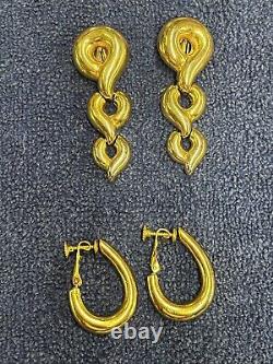 GORGEOUS GOLD 15 pair Vintage Earrings Monet Napier Trifari clip on screw back