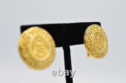 Givenchy 4G Logo Signed Clip Earrings Gold Coin Medallion Vintage Runway BinZ