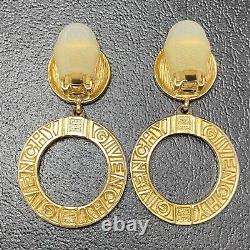 Givenchy Logo Knocker Clip On Earrings Vintage Estate Gold Tone Costume Jewelry