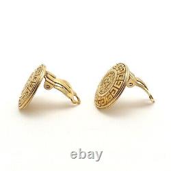 Givenchy New York Paris Gold Plated Logo Clip On Earrings Vintage Non Pierced