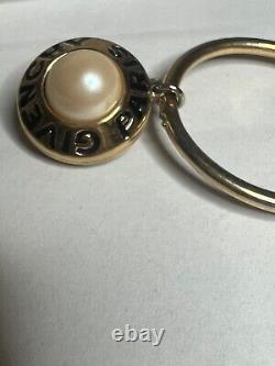 Givenchy Paris NY Gold Tone Hoop Pearl Logo Vintage RARE Logo Clip On Earrings