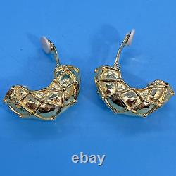 Givenchy Signed Clip withPads Earrings Gold-Tone Classic Chunky Rare Find 80's VTG