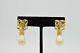 Givenchy Signed Vintage Clip Earrings Logo 4G Dangle Pearl Gold Runway 80s BinC