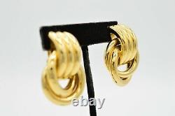 Givenchy Signed Vintage Statement Clip On Earrings Gold Puffy Link Runway 80s 9G