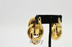 Givenchy Signed Vintage Statement Clip On Earrings Gold Puffy Link Runway 80s 9G