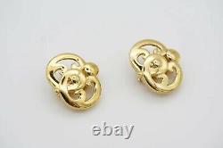 Givenchy Vintage 1980s Large Openwork Sculpted Hollow Oval Clip Earrings, Gold