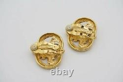 Givenchy Vintage 1980s Large Openwork Sculpted Hollow Oval Clip Earrings, Gold