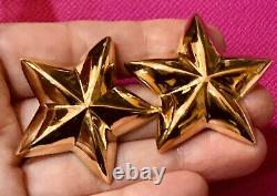 Givenchy Vintage Big Star Earrings Clip Signed Excellent Never worn on Card