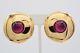 Givenchy Vintage Cabochon Clip Earrings Purple Chunky Large Signed Runway Bin7