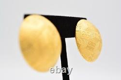 Givenchy Vintage Clip Earrings 4G Logo Brushed Gold Chunky Signed 1980s BinAE