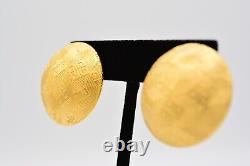 Givenchy Vintage Clip Earrings 4G Logo Brushed Gold Chunky Signed 1980s BinAK