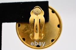Givenchy Vintage Clip Earrings 4G Logo Brushed Gold Chunky Signed 1980s BinAK