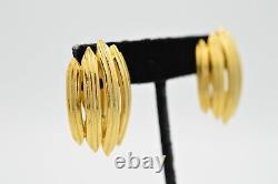 Givenchy Vintage Clip Earrings Brushed Gold Chunky Runway Signed 80s BinH