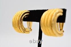 Givenchy Vintage Clip Earrings Brushed Gold Heavy Chunky Runway Signed 80s BinAI
